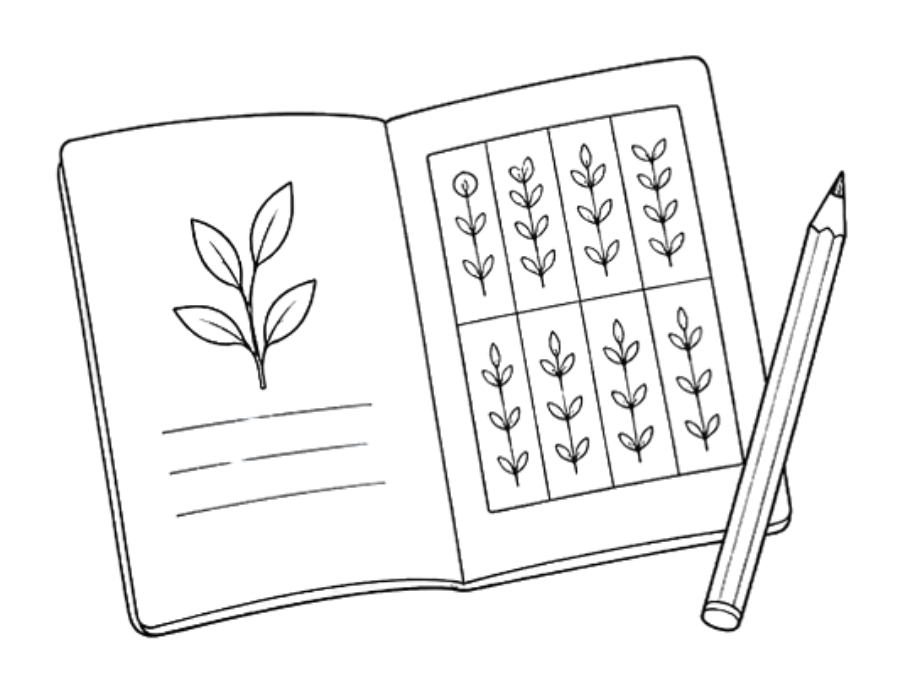 Notebook with planting chart